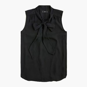 J. Crew Drapey Sleeveless Tie Neck Top Black